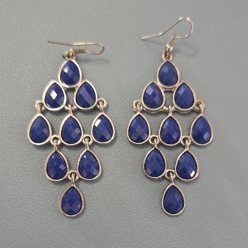 Elegant Blue Teardrop Earrings